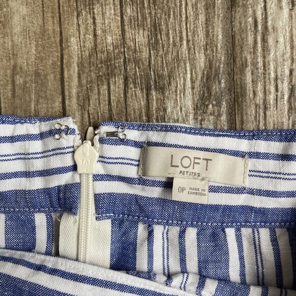 Ann Taylor LOFT Skirt Womens 0P‎ Linen Wrap Ruffle White Nautical Cottage Core - Picture 6 of 8